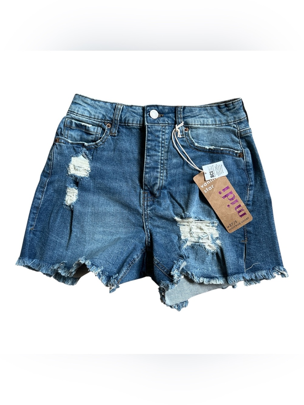 NWT Vanilla Star Vintage High Rise Distressed Denim Shorts Size 5